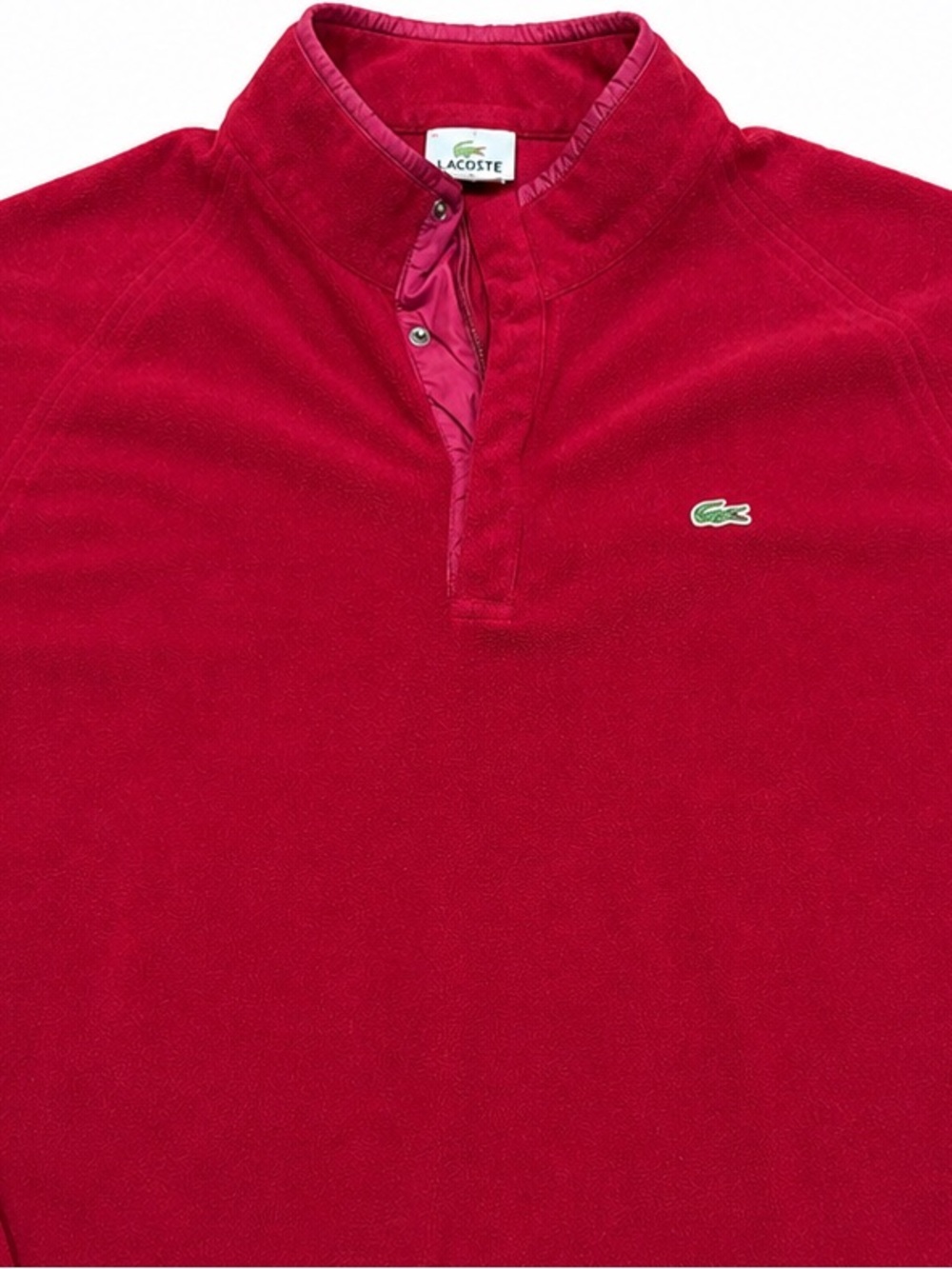 Lacoste Devanlay Brick Red Fleece Quarter Zip Snap Pullover Men’s Size 6 Large